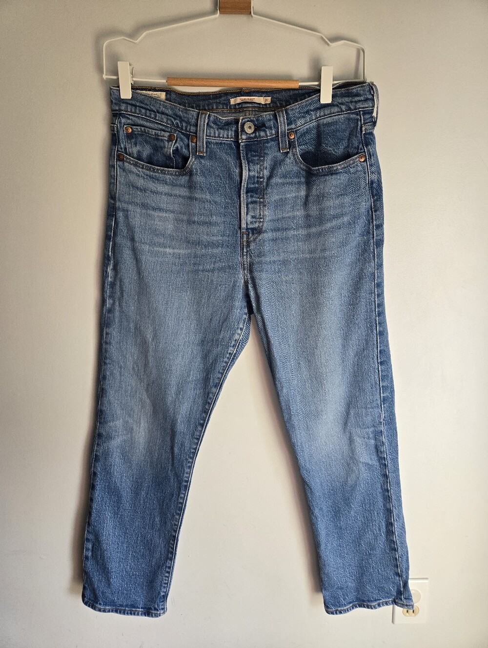 LEVI'S Wedgie Straight Leg Denim Jeans in Light Blue